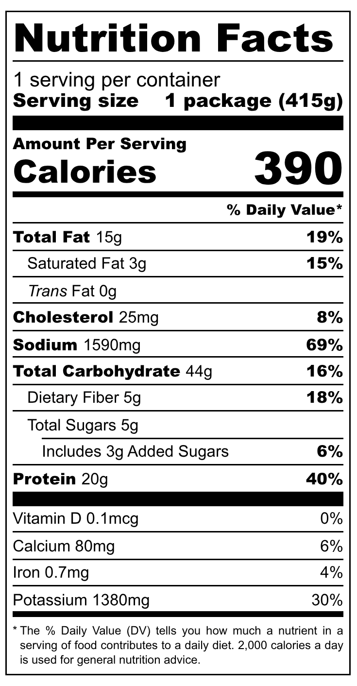 Nutrition facts label for Shiitake Pork Shoyu Frozen Ramen with serving size, calories, and detailed nutritional information.